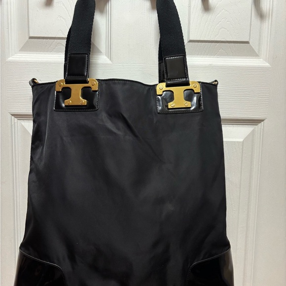 Tory Burch Handbags - Tory Burch NICO Black Patent and Nylon Large Tote in EUC